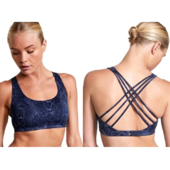 Victoria's Secret Other - Victoria's Secret Women's Blue Snake Print Cross Back Sports Bra Size L/G NWT